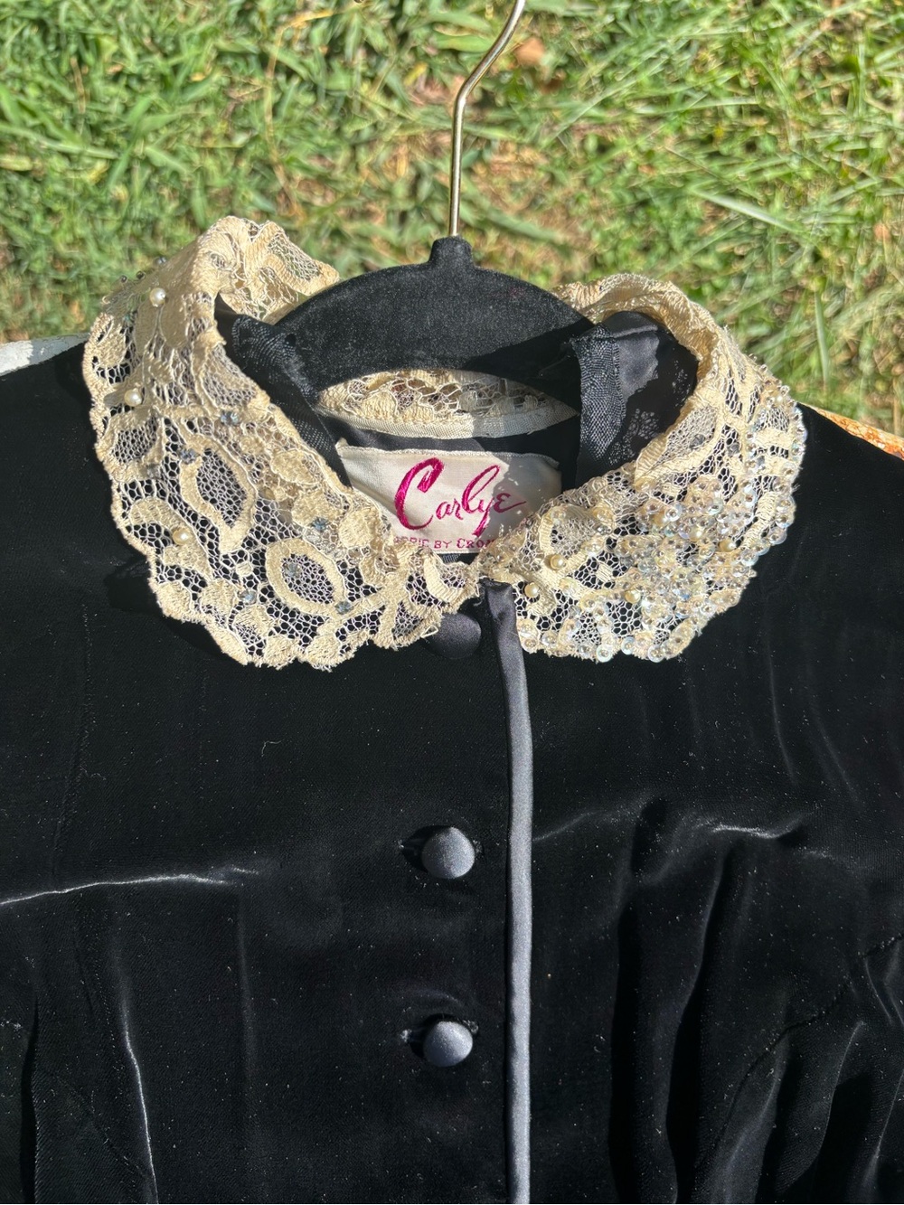 Vintage 40s Carlye Velvet Coat Dress Matching Muff Set Handwarmer S As-Is - Picture 5 of 16